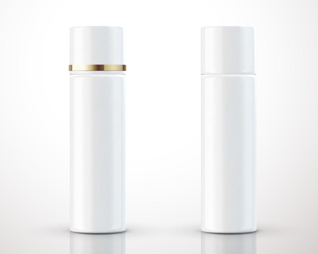White cosmetic bottles package isolated on background in 3d illustration vector