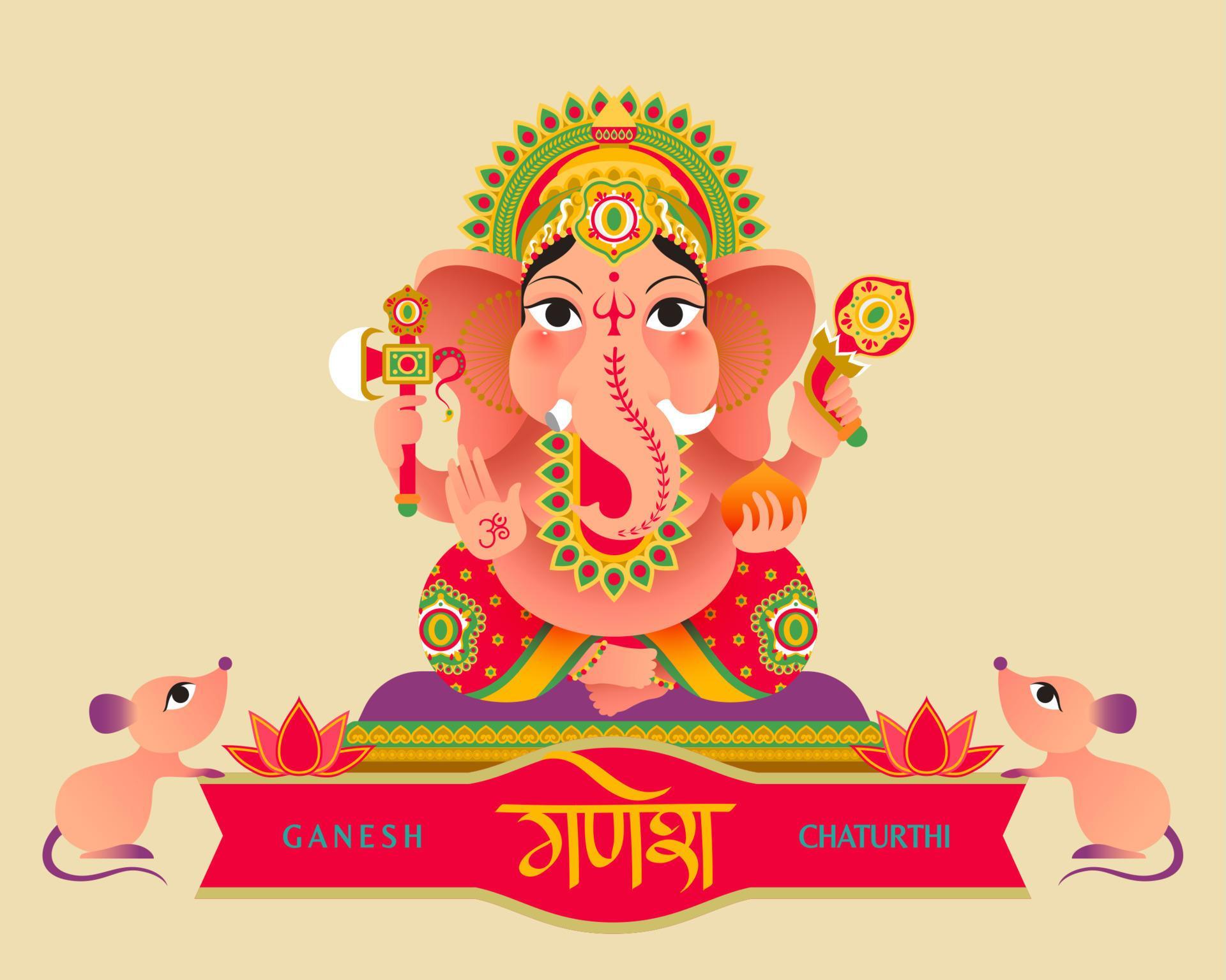 Ganesh Chaturthi festival lovely Hindu god Ganesha 15286216 Vector Art ...
