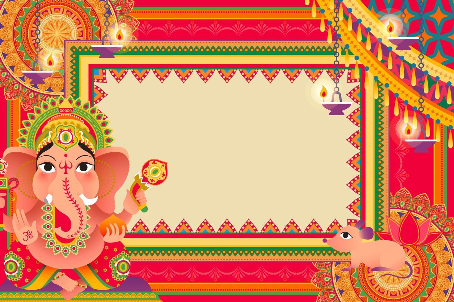 Gorgeous Ganesh Chaturthi festival background design with Hindu god Ganesha vector