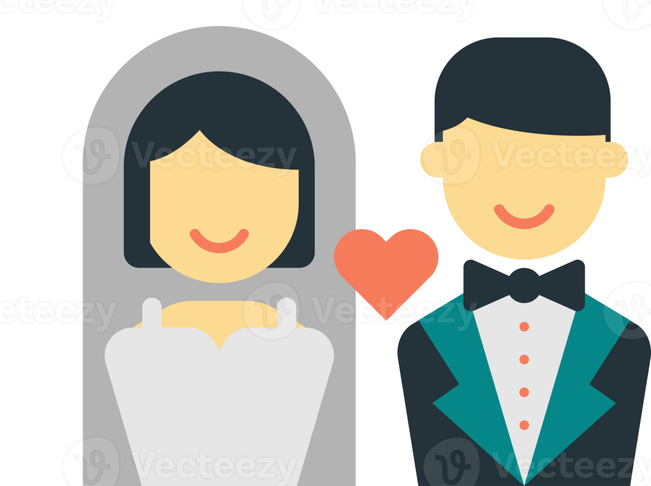 bride and groom illustration in minimal style png