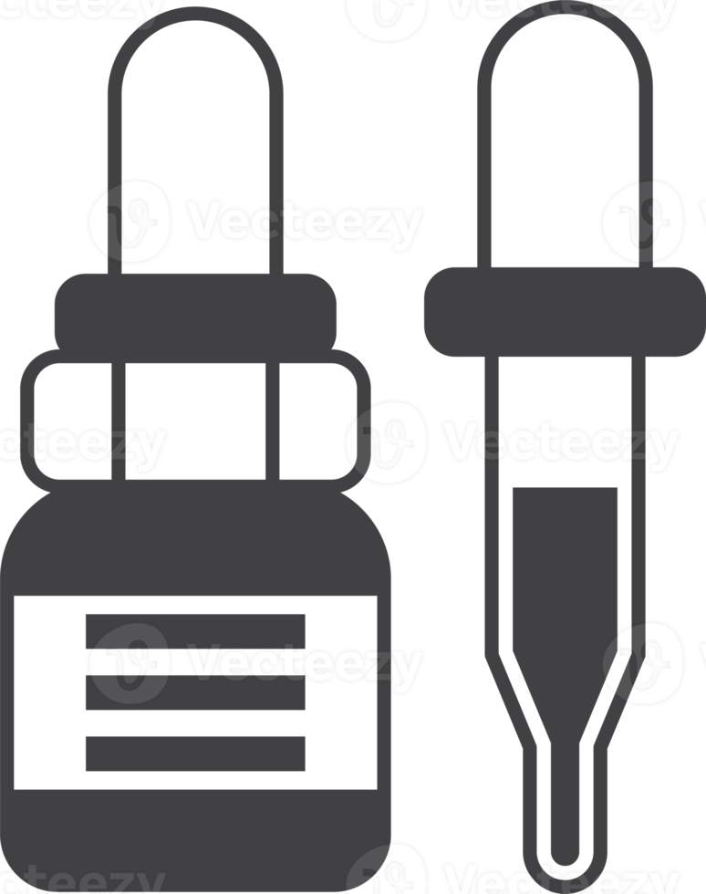 illustration de bouteille et compte-gouttes dans un style minimal png