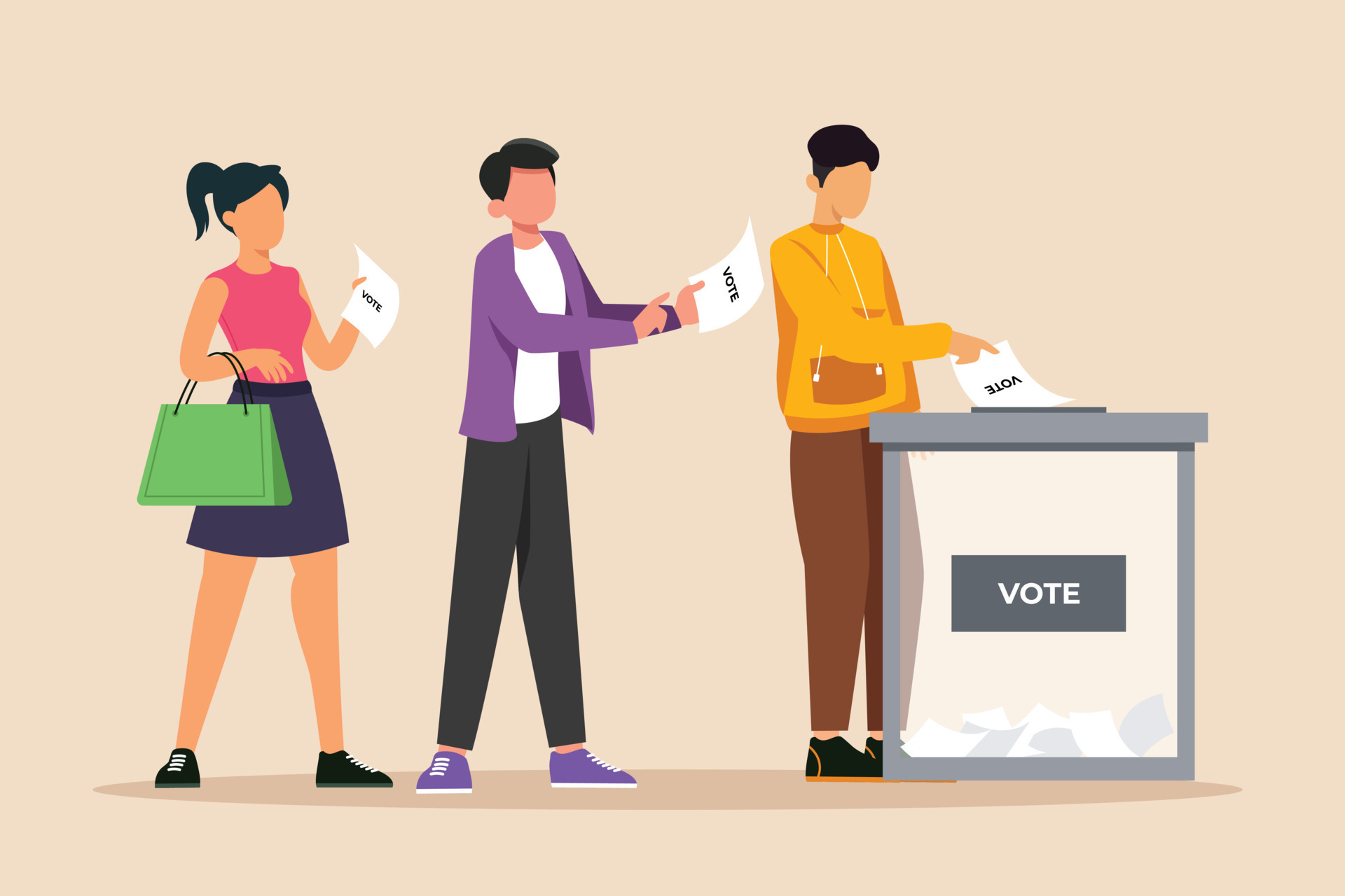 People queue in front of vote table for general regional or People queue in front of vote table for general regional or
