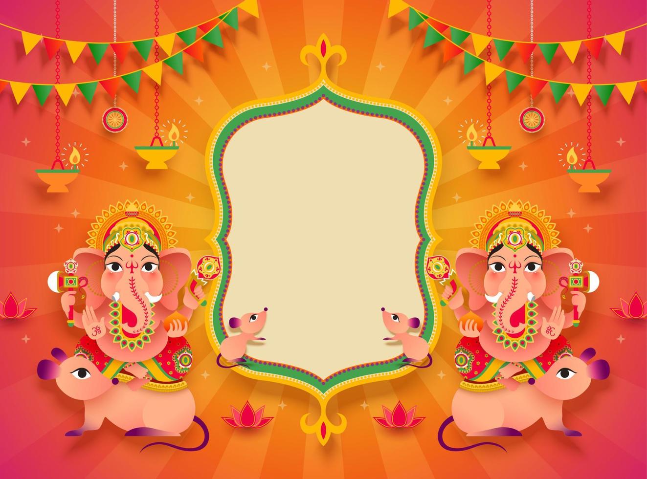 Gorgeous Ganesh Chaturthi festival background design with Hindu god Ganesha and blank copy space vector