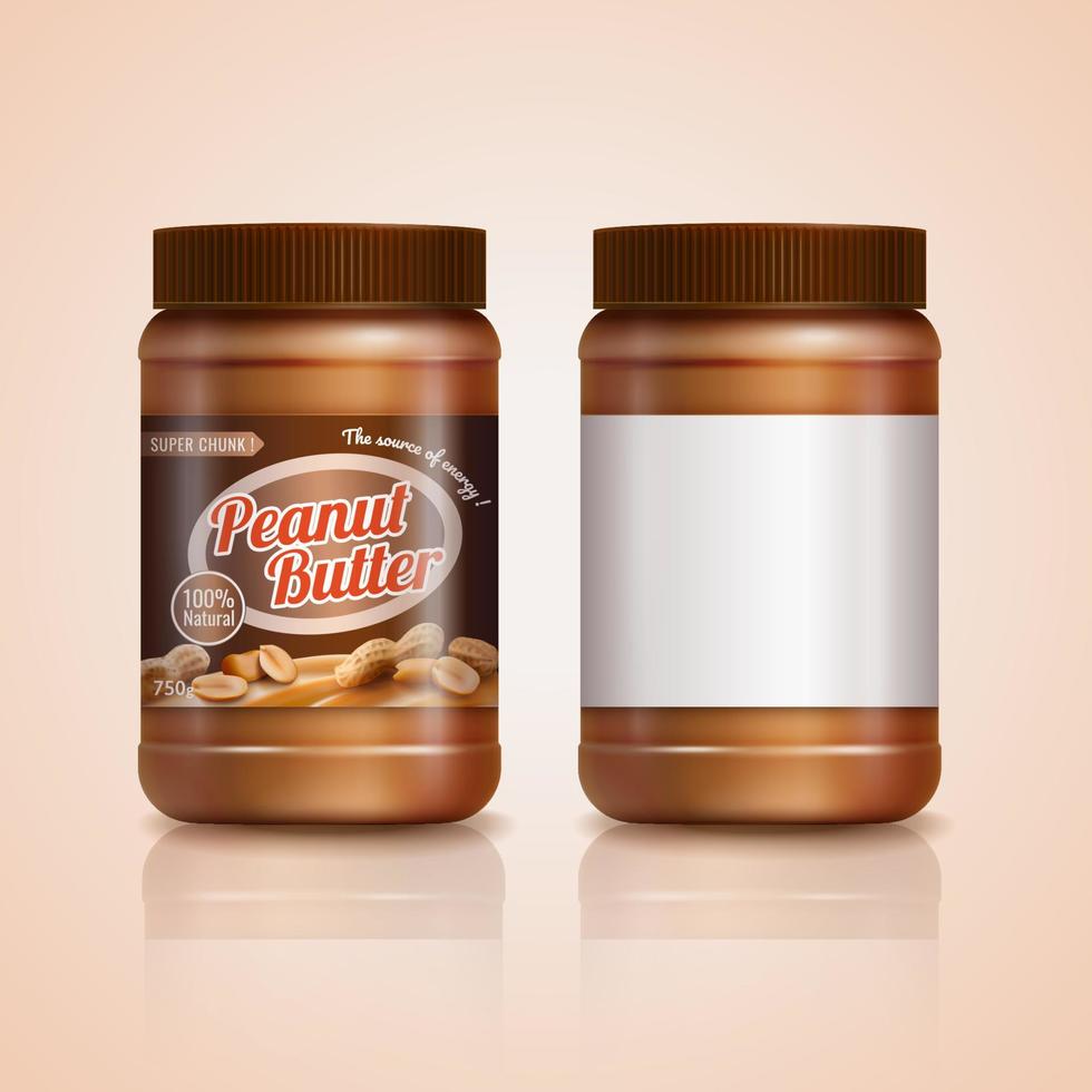 Peanut butter jar mockup in 3d illustration vector