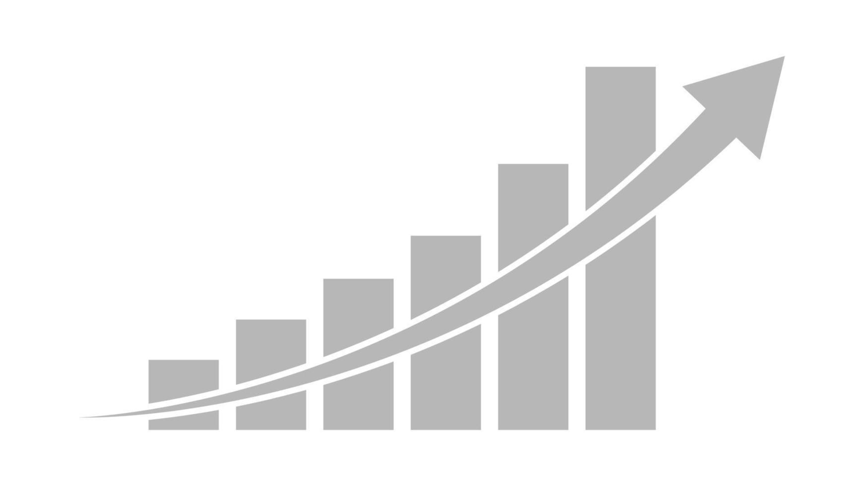 gráfico de barras con flecha de tendencia alcista aislado sobre fondo blanco vector