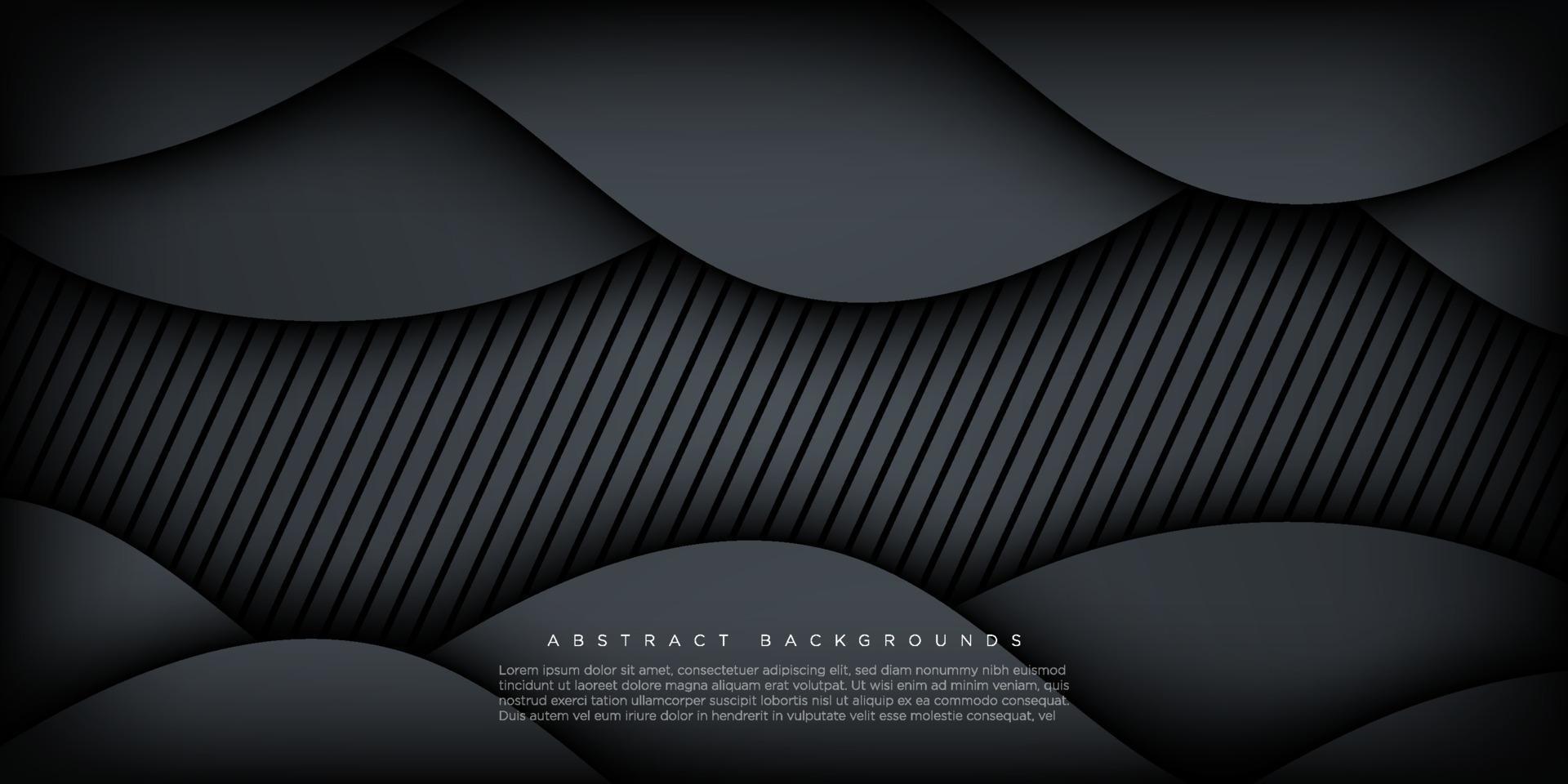 Fondo de capas de diseño ondulado degradado gris oscuro abstracto con rayas. eps10 vector