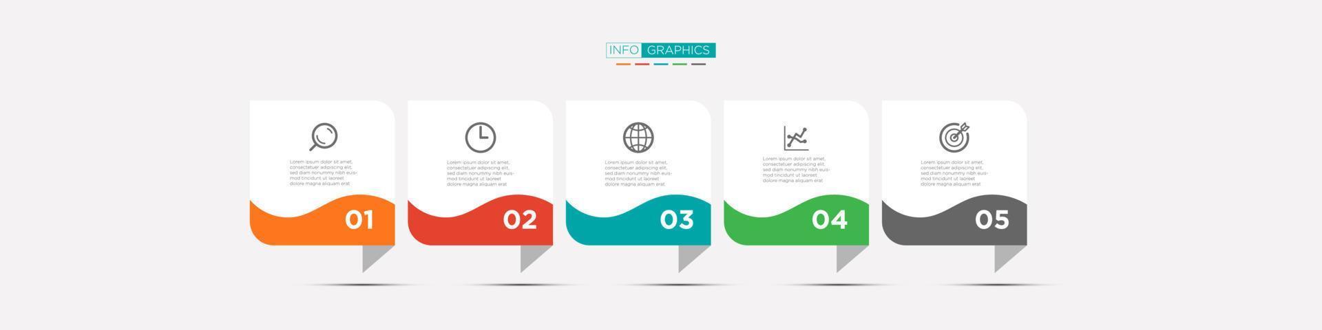 Business infographics timeline  design template with 5 step and option information. Premium vector with editable sign or symbol. Eps10 vector