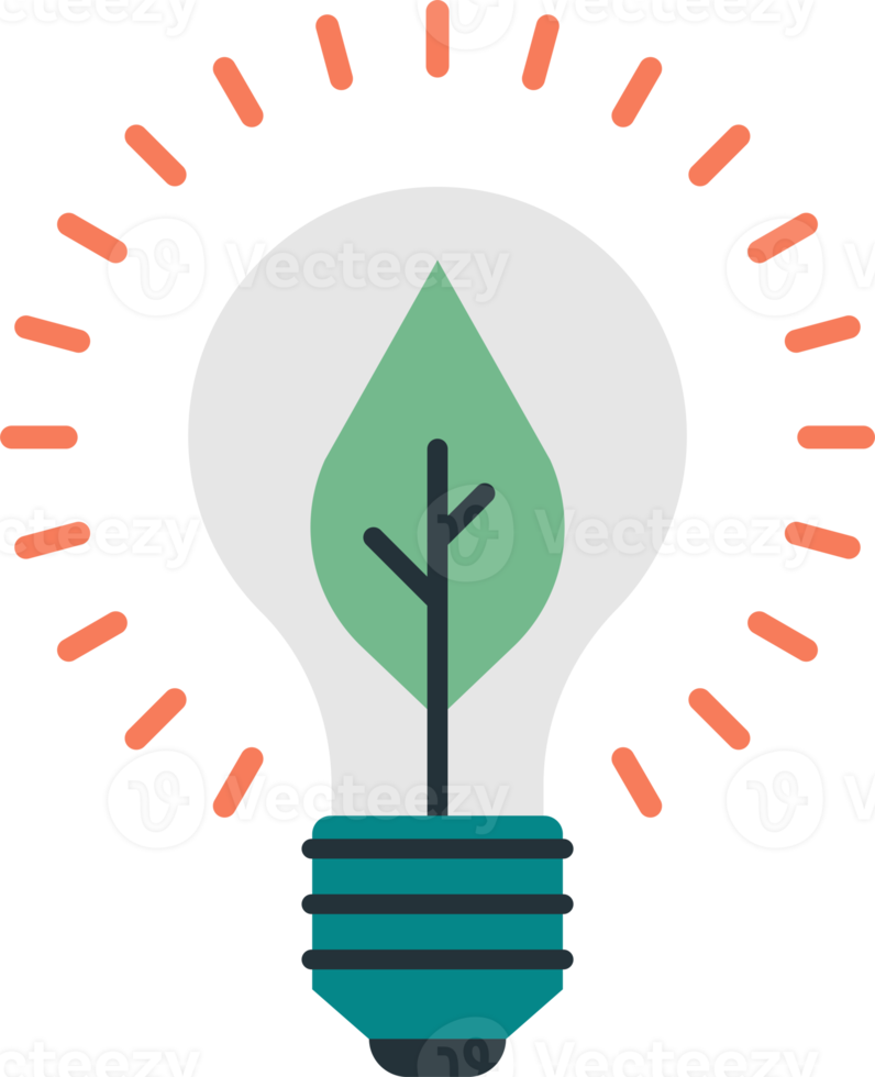light bulbs and leaves illustration in minimal style png