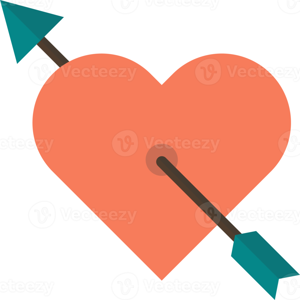 arrow with heart illustration in minimal style png