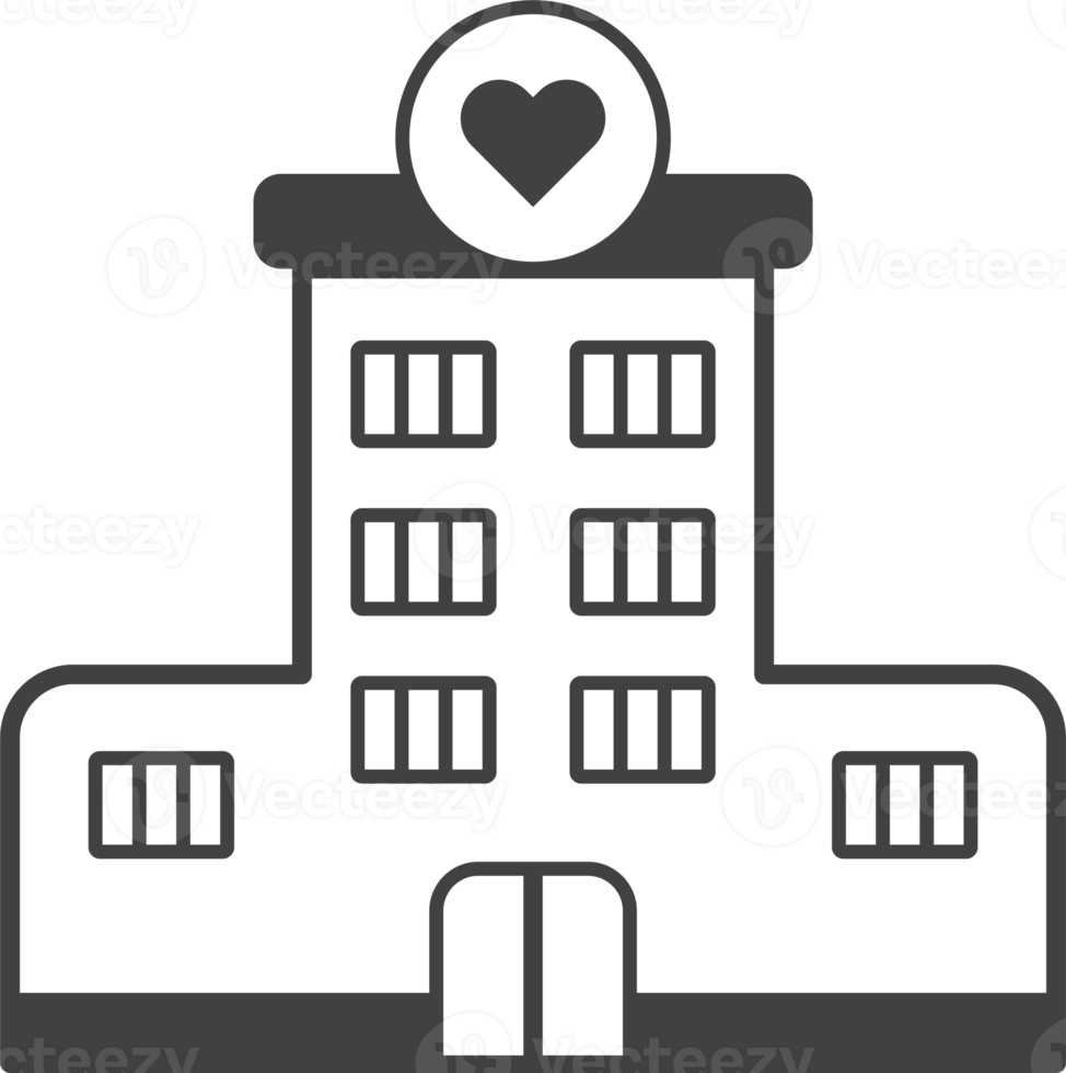 hospital building illustration in minimal style png