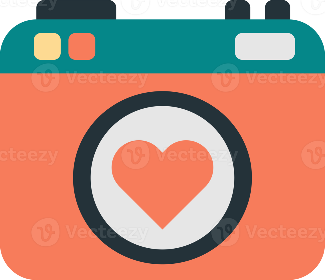 digital camera and heart illustration in minimal style png