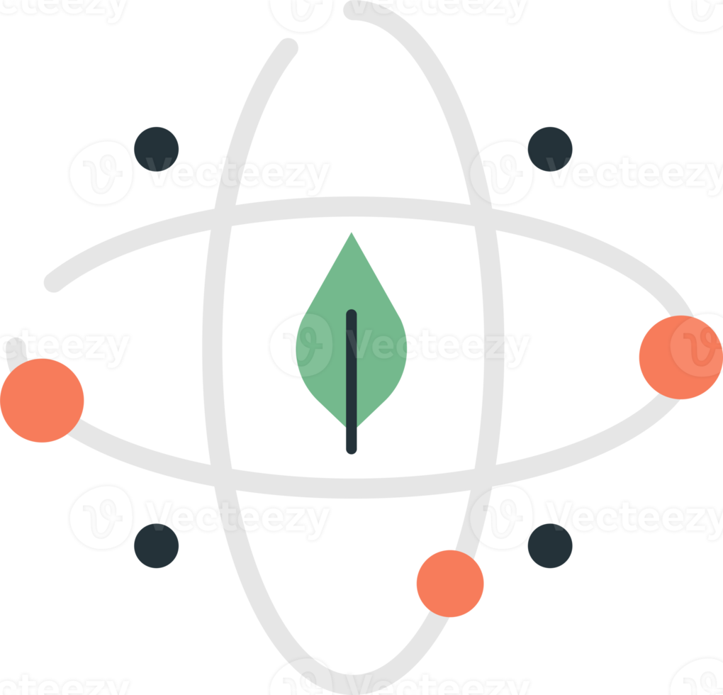 leaves and molecules illustration in minimal style png