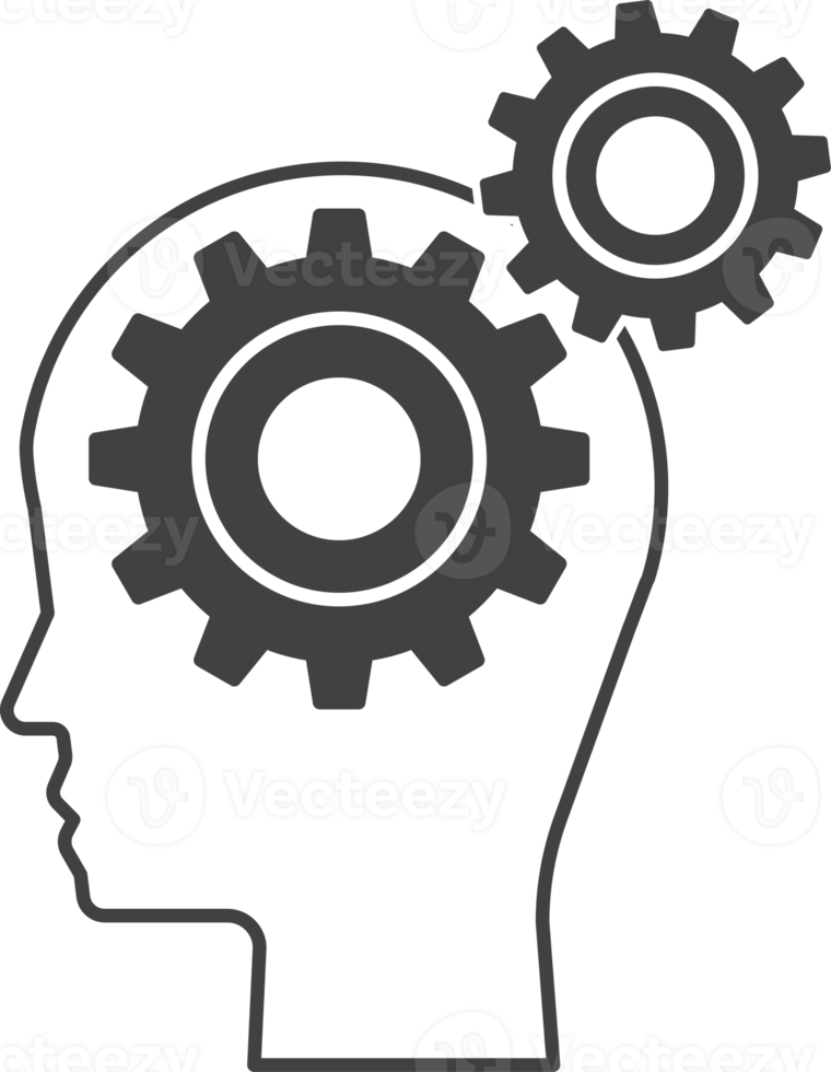 brains and cogs illustration in minimal style png