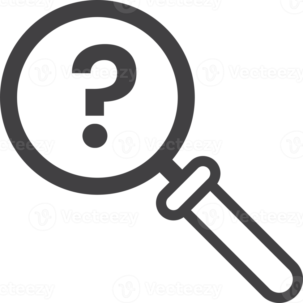 magnifying glass and question mark illustration in minimal style png