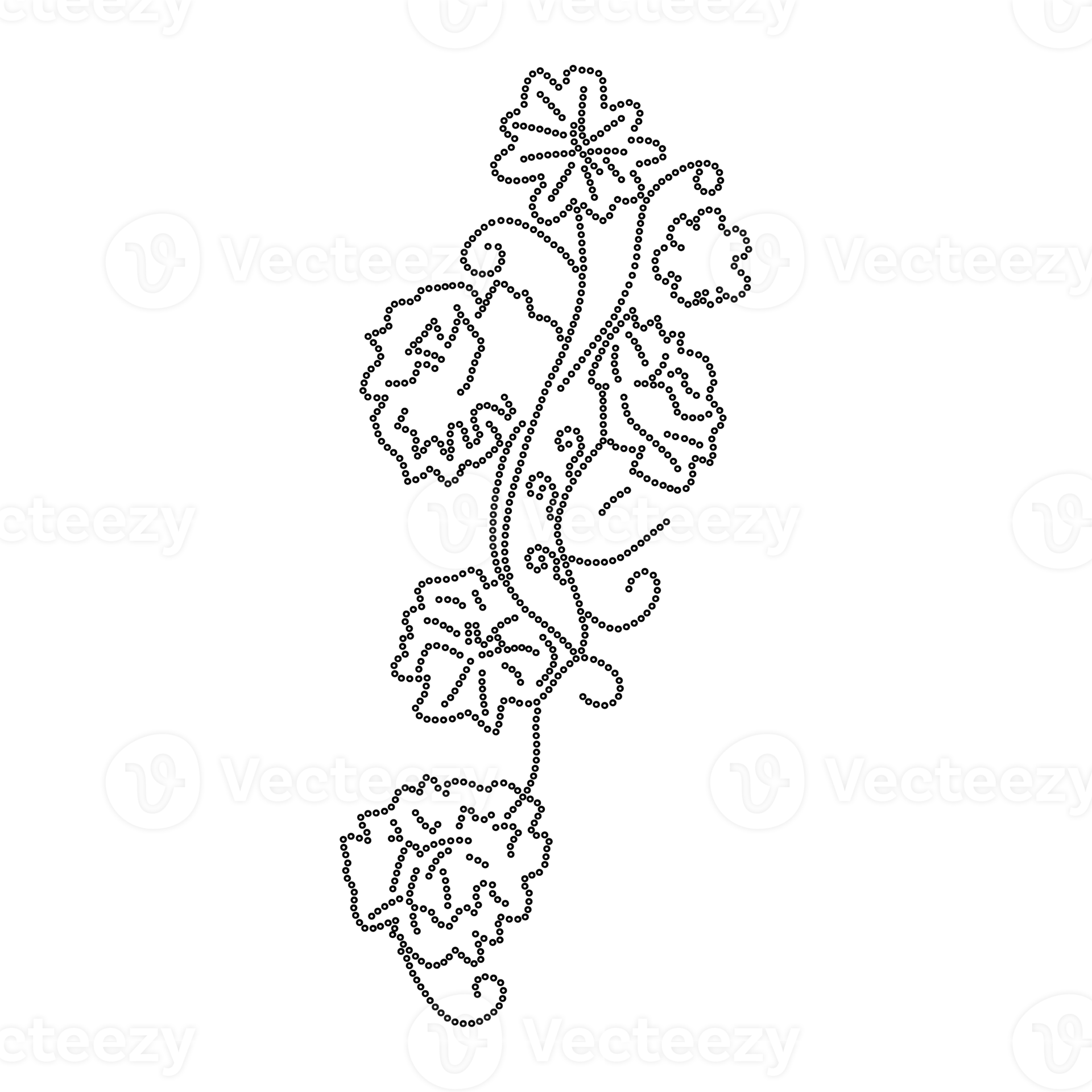 Decorative floral outline illustration isolated on png Transparent