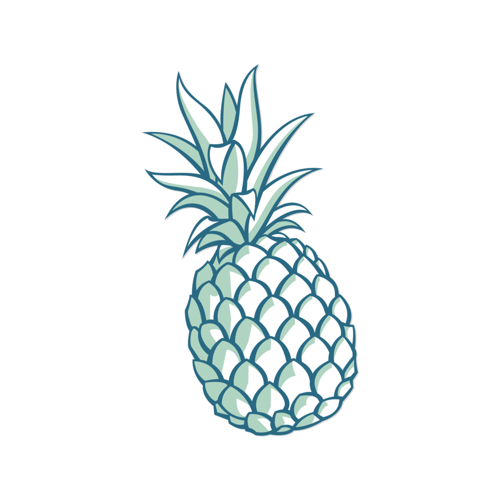 ananas piatto stile illustrazione isolato su png trasparente sfondo