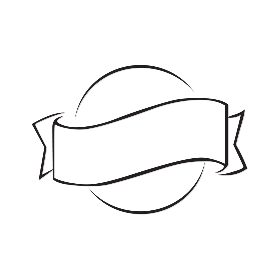 Round outline ribbon illustration isolated on png Transparent background