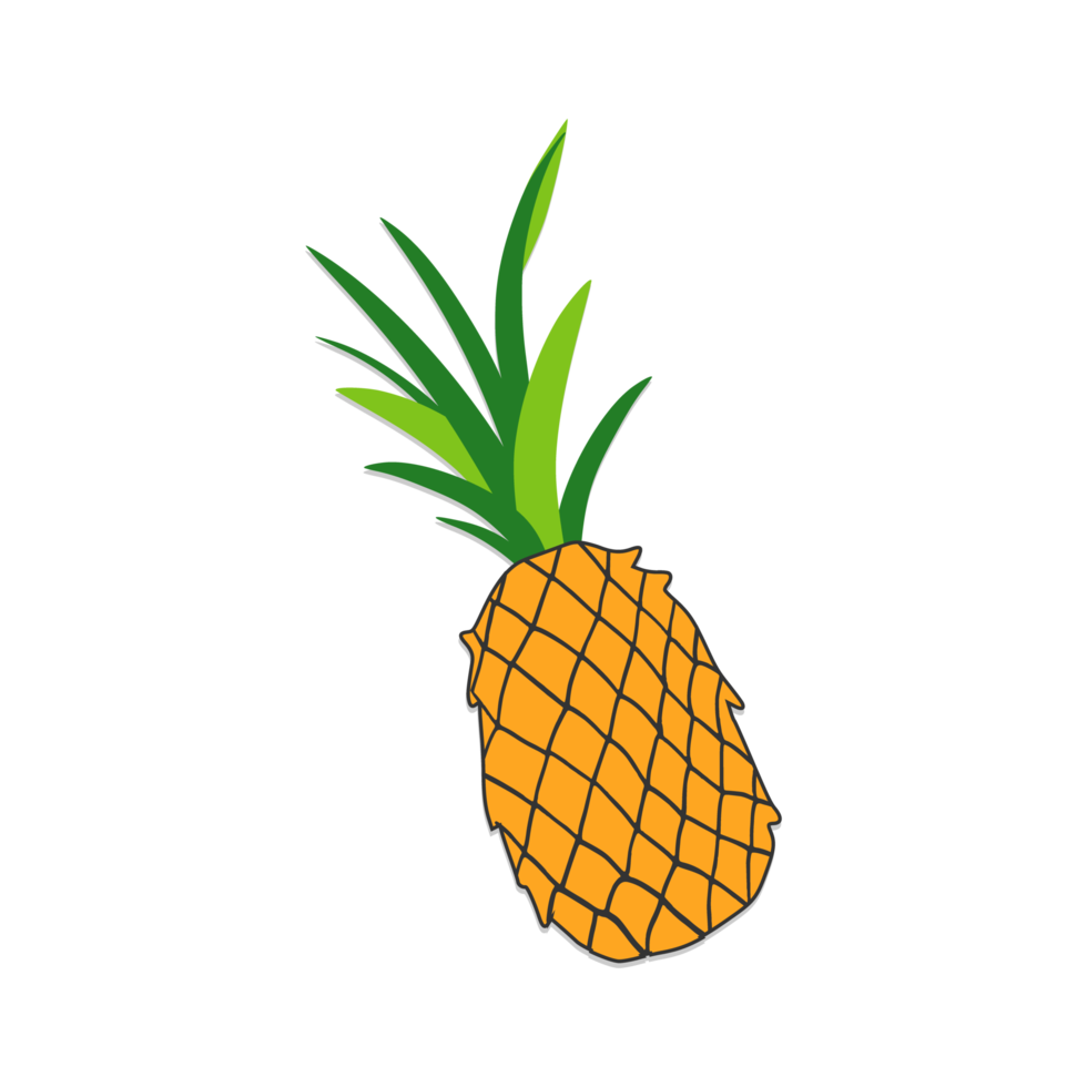 ananas piatto stile illustrazione isolato su png trasparente sfondo