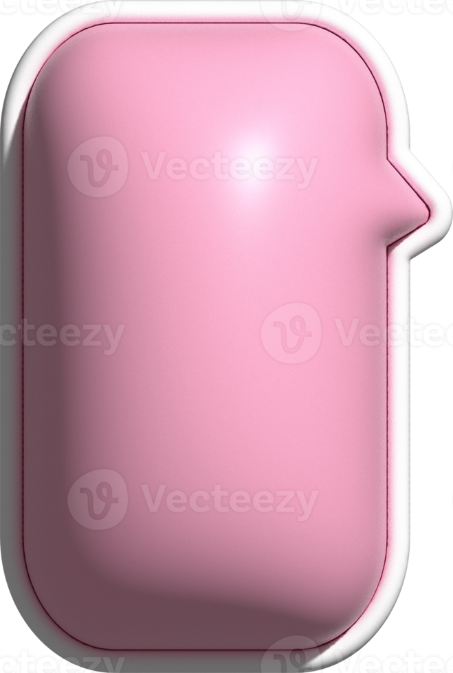 linda caixa de texto rosa 3d, decoração de caixa de bolha de fala png