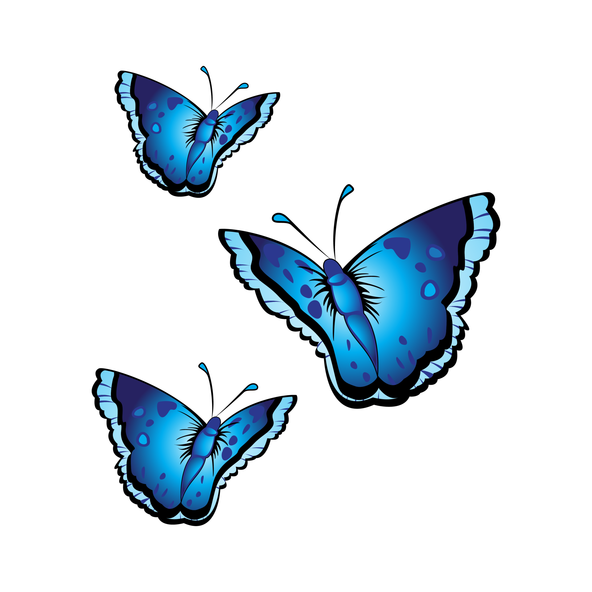 Free 3 Different Style Flying Blue Butterfly Transparent Background  15286917 PNG with Transparent Background