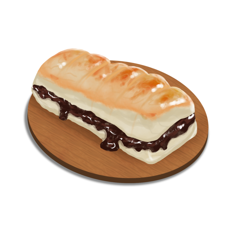 The illustration of bread with chocolate inside png