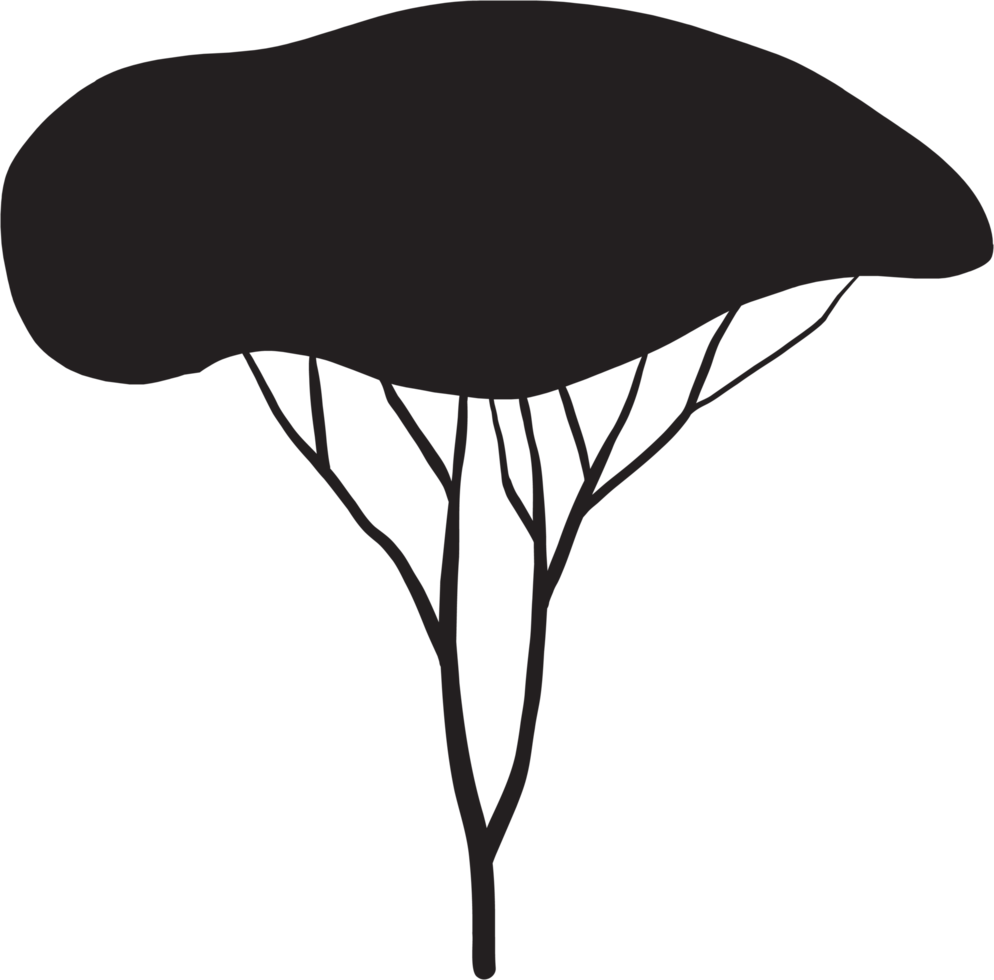 simplicity tree freehand silhouette drawing. png