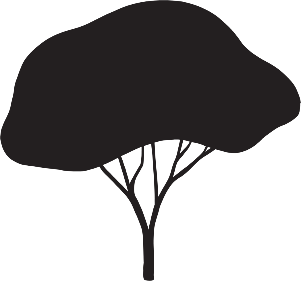 Einfachheit Baum Freihand-Silhouette zeichnen. png