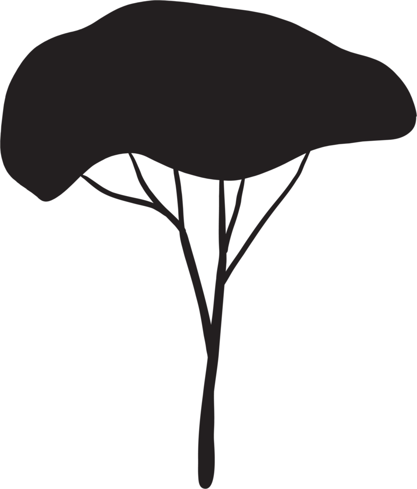 simplicity tree freehand silhouette drawing. png