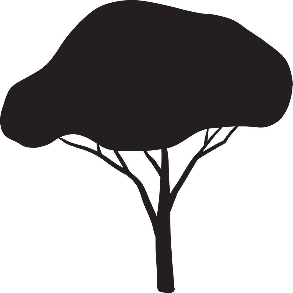 simplicity tree freehand silhouette drawing. png