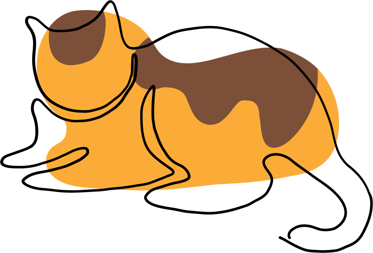 simplicity cat freehand continuous line drawing. png