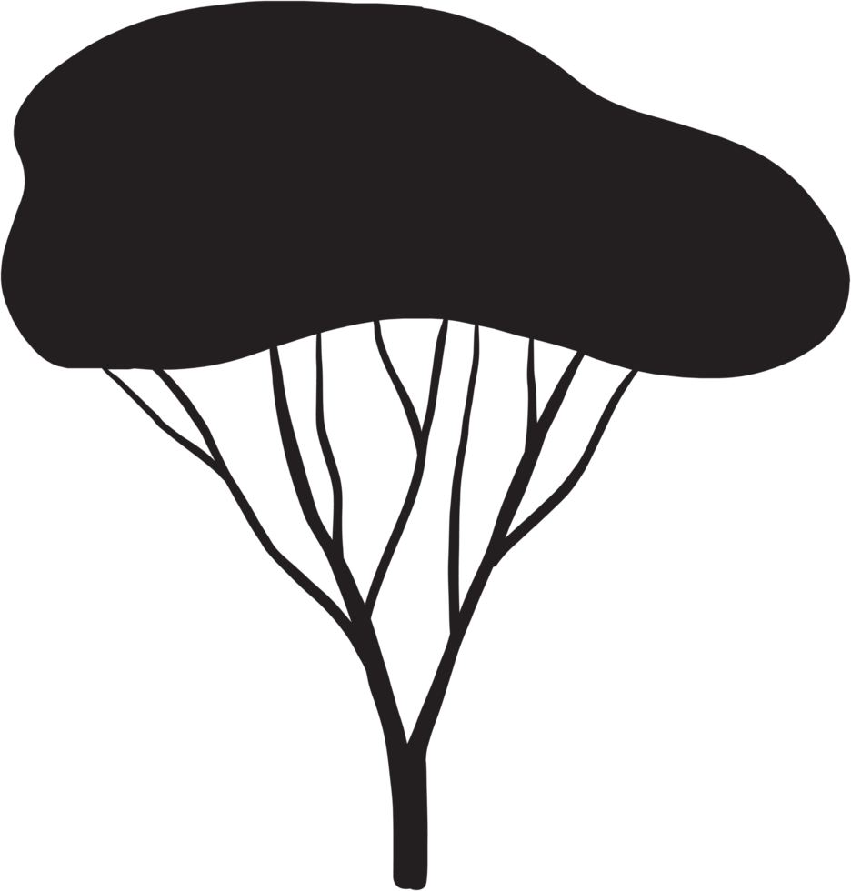 simplicity tree freehand silhouette drawing. png