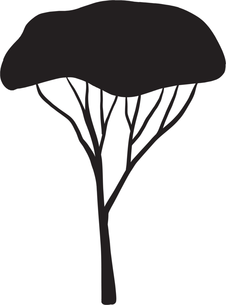 simplicity tree freehand silhouette drawing. png