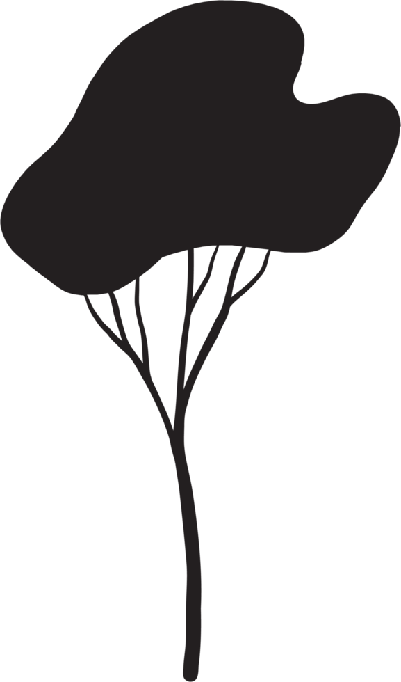 simplicity tree freehand silhouette drawing. png