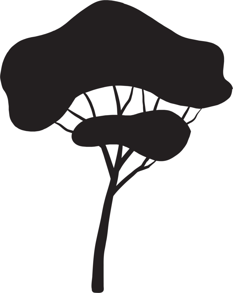 simplicity tree freehand silhouette drawing. png