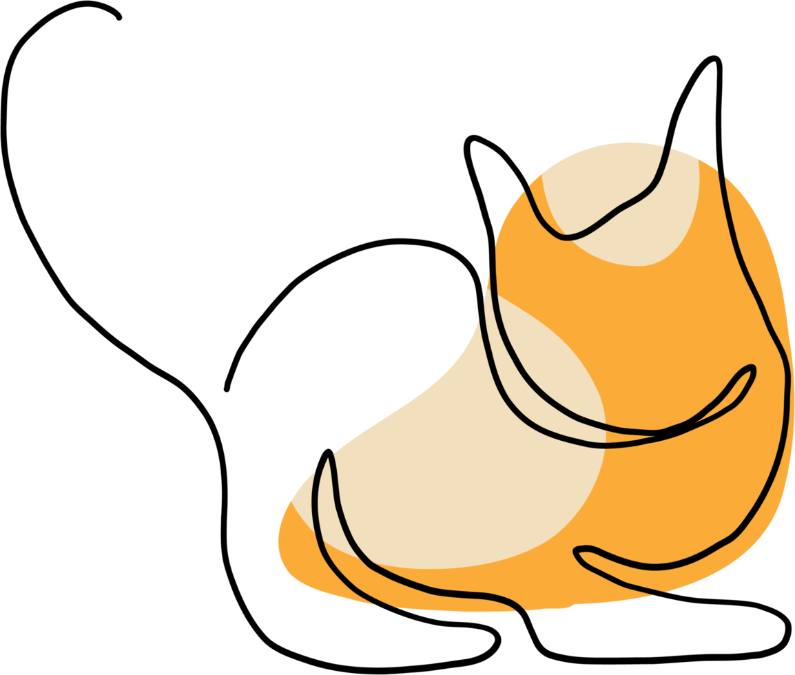 simplicity cat freehand continuous line drawing. png