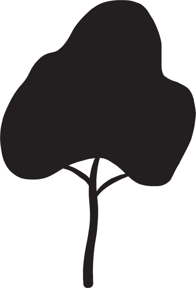Einfachheit Baum Freihand-Silhouette zeichnen. png
