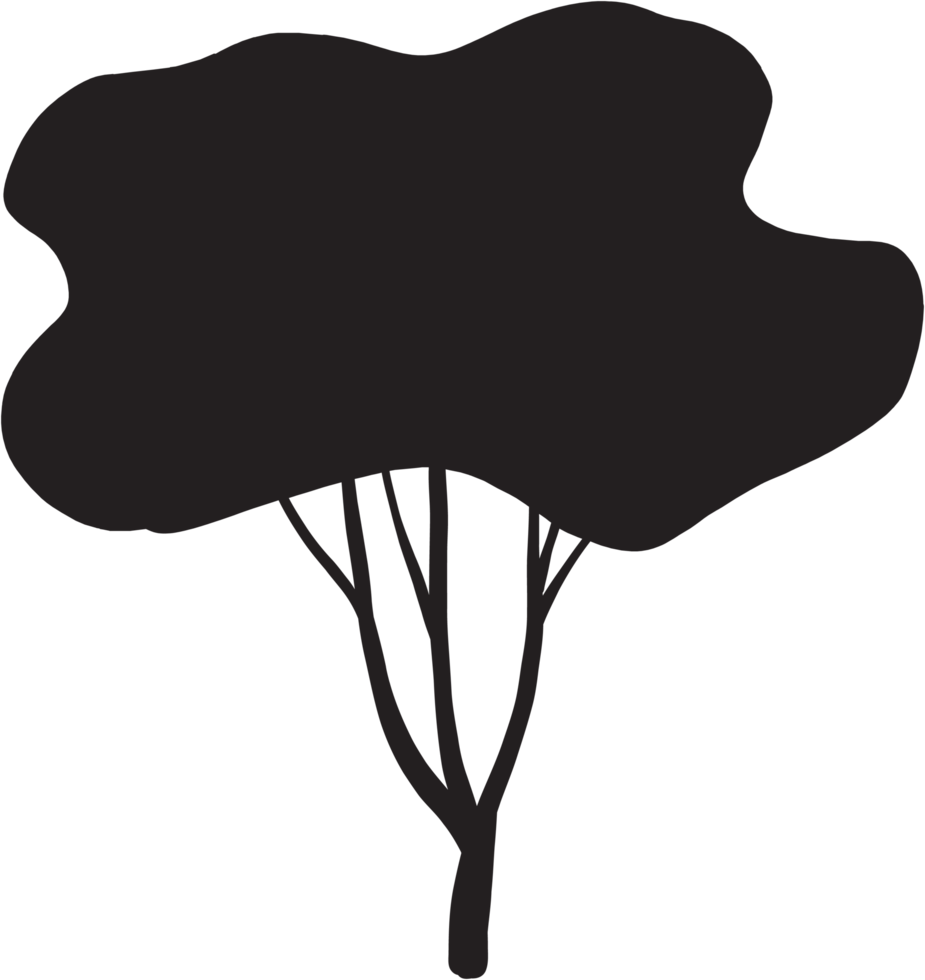 simplicity tree freehand silhouette drawing. png