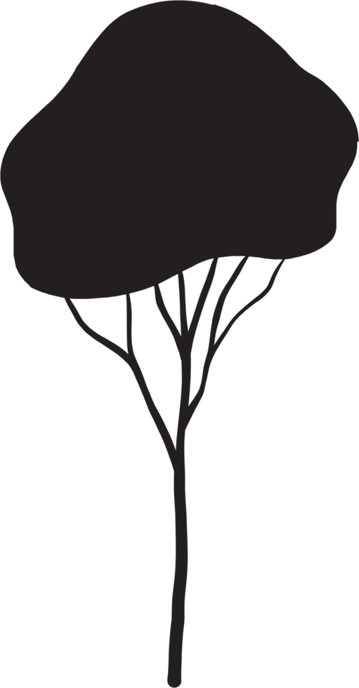 simplicity tree freehand silhouette drawing. png