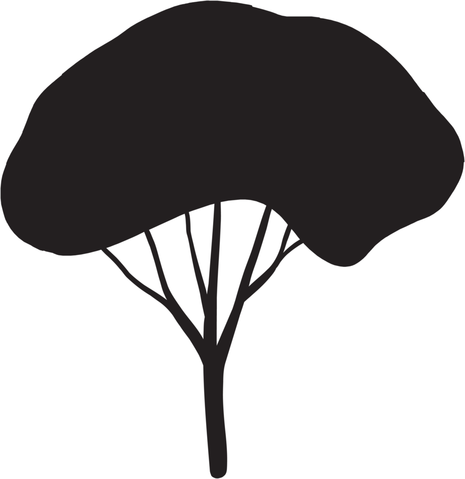 simplicity tree freehand silhouette drawing. png