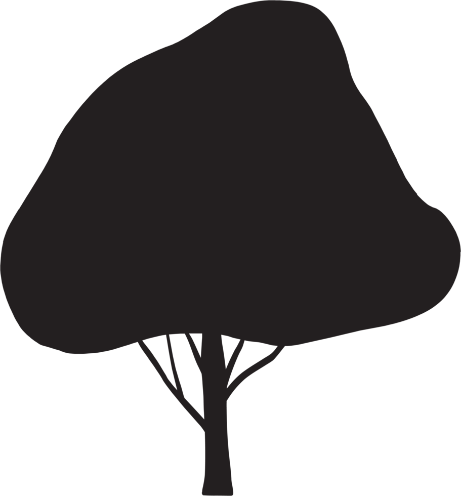 Einfachheit Baum Freihand-Silhouette zeichnen. png