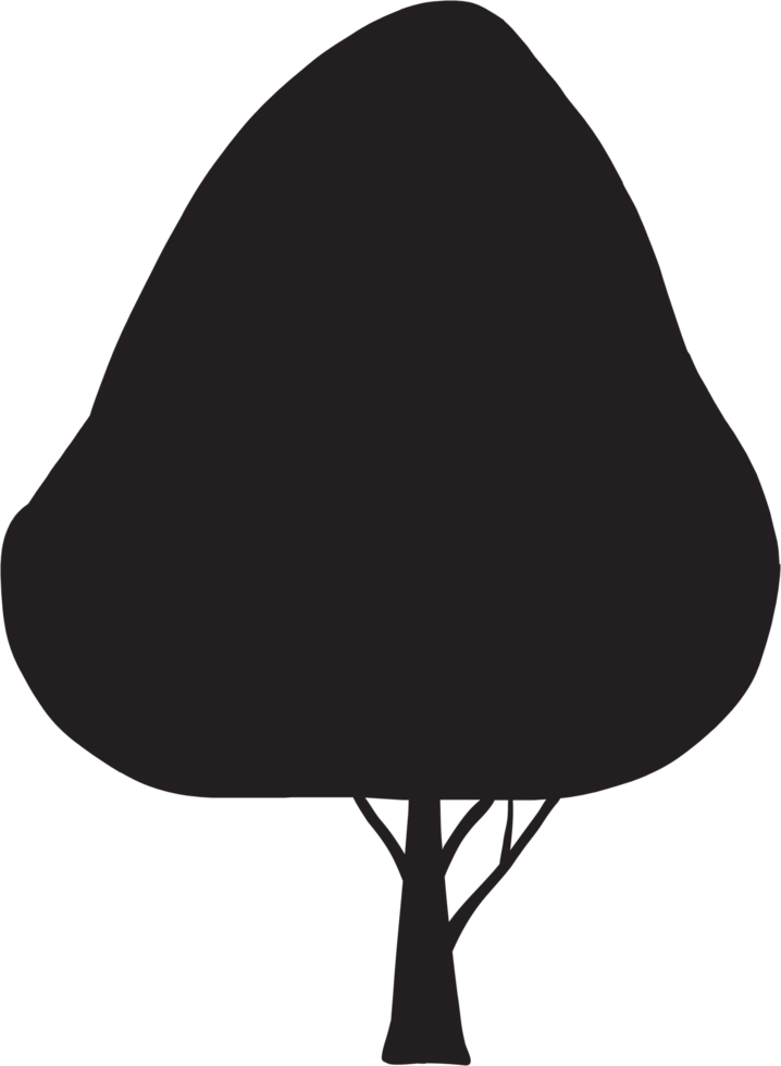 simplicity tree freehand silhouette drawing. png