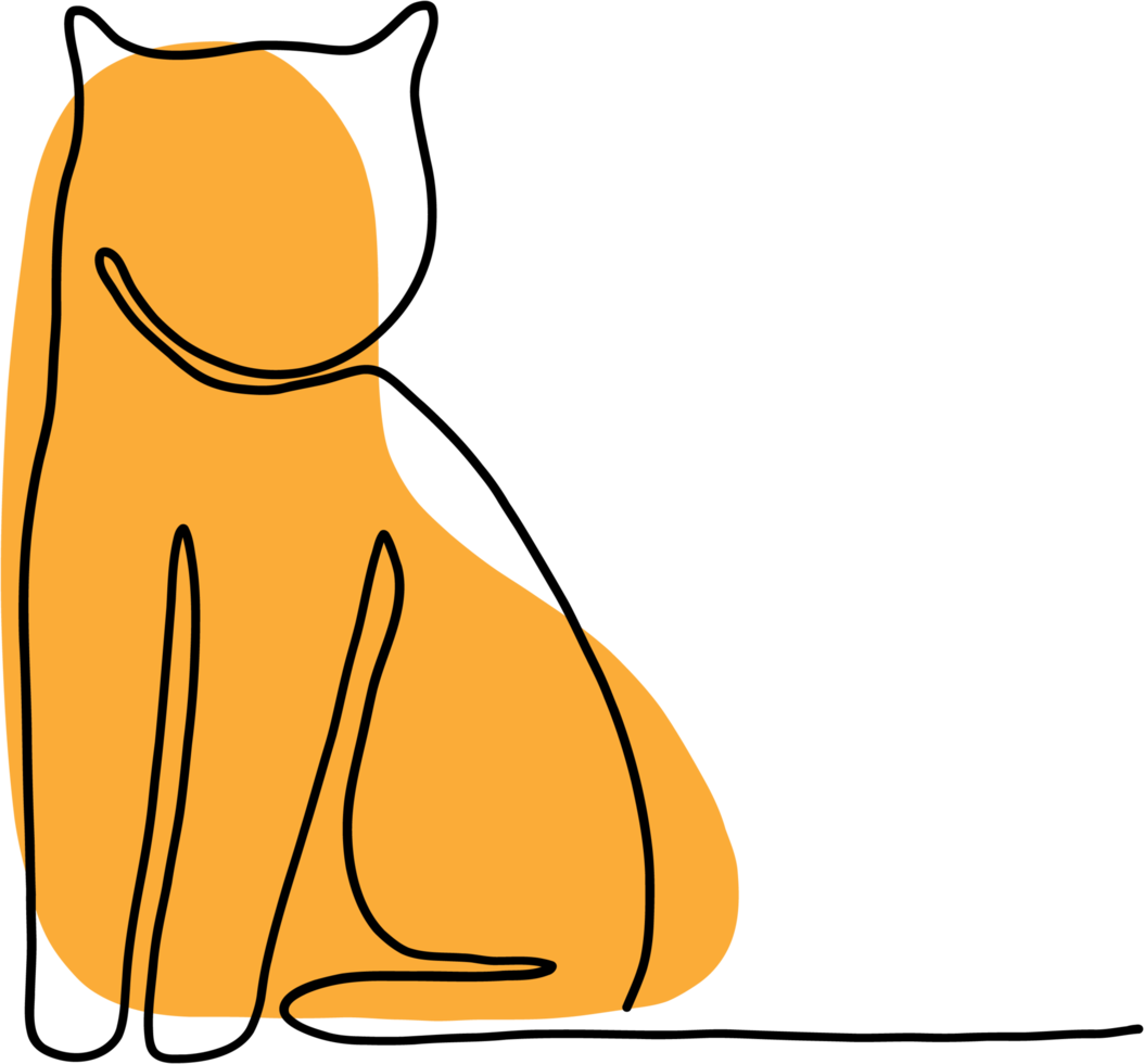 simplicity cat freehand continuous line drawing. png