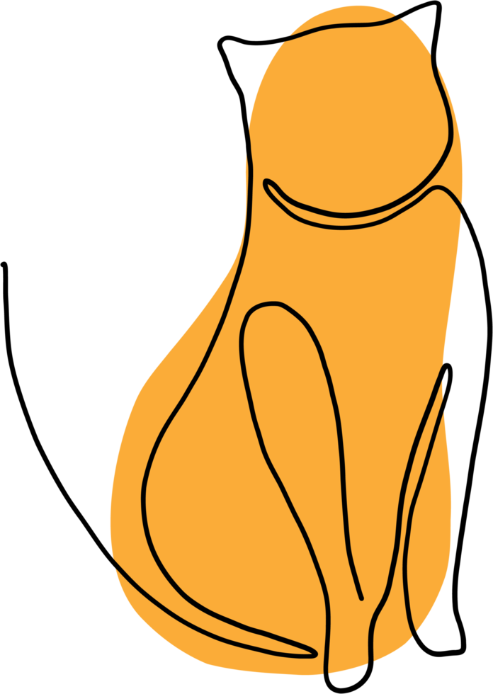 simplicity cat freehand continuous line drawing. png
