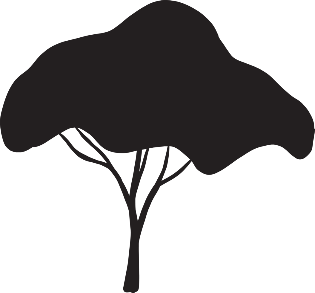 simplicity tree freehand silhouette drawing. png