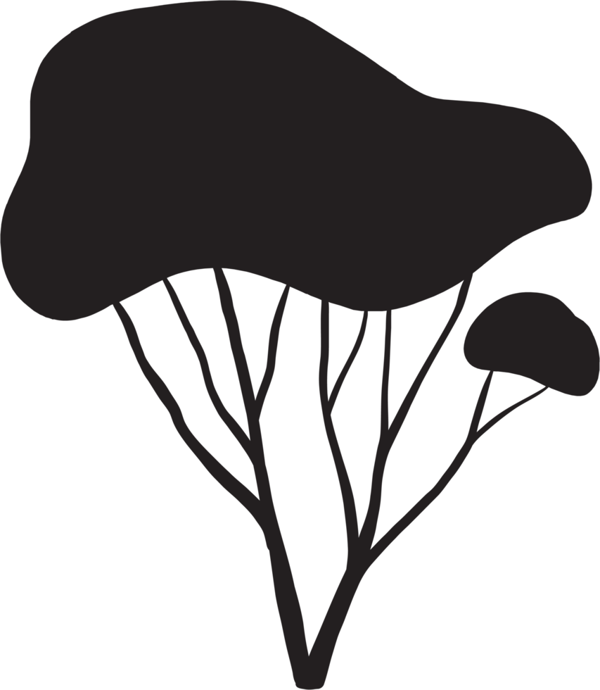 simplicity tree freehand silhouette drawing. png