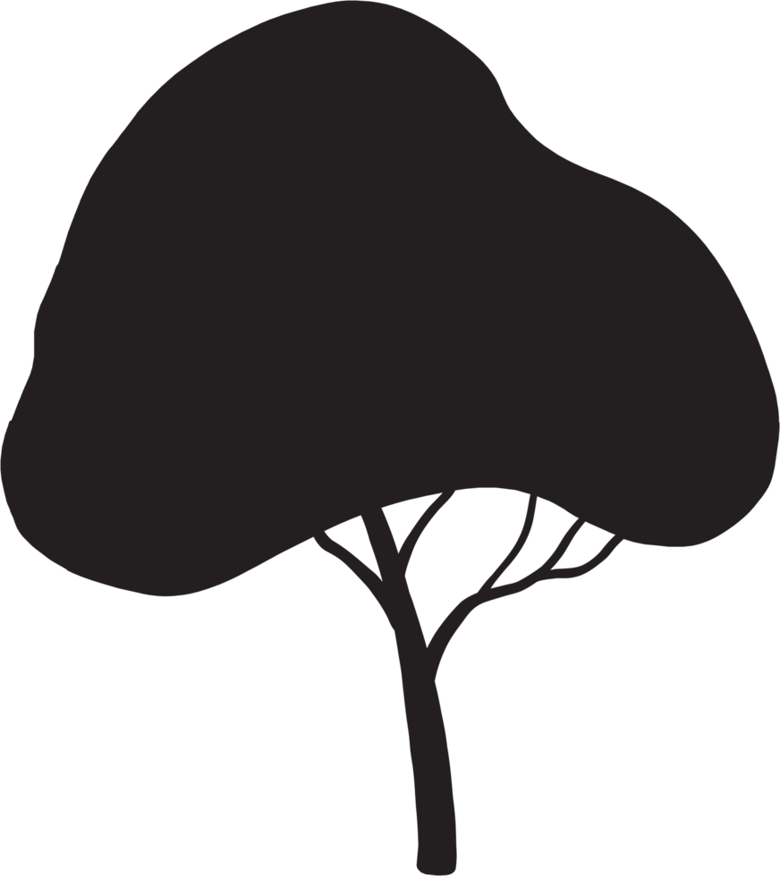 simplicity tree freehand silhouette drawing. png