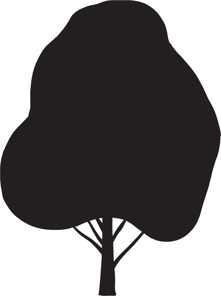 simplicity tree freehand silhouette drawing. png