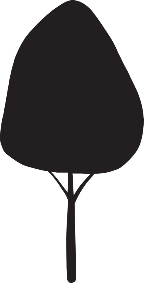 simplicity tree freehand silhouette drawing. png