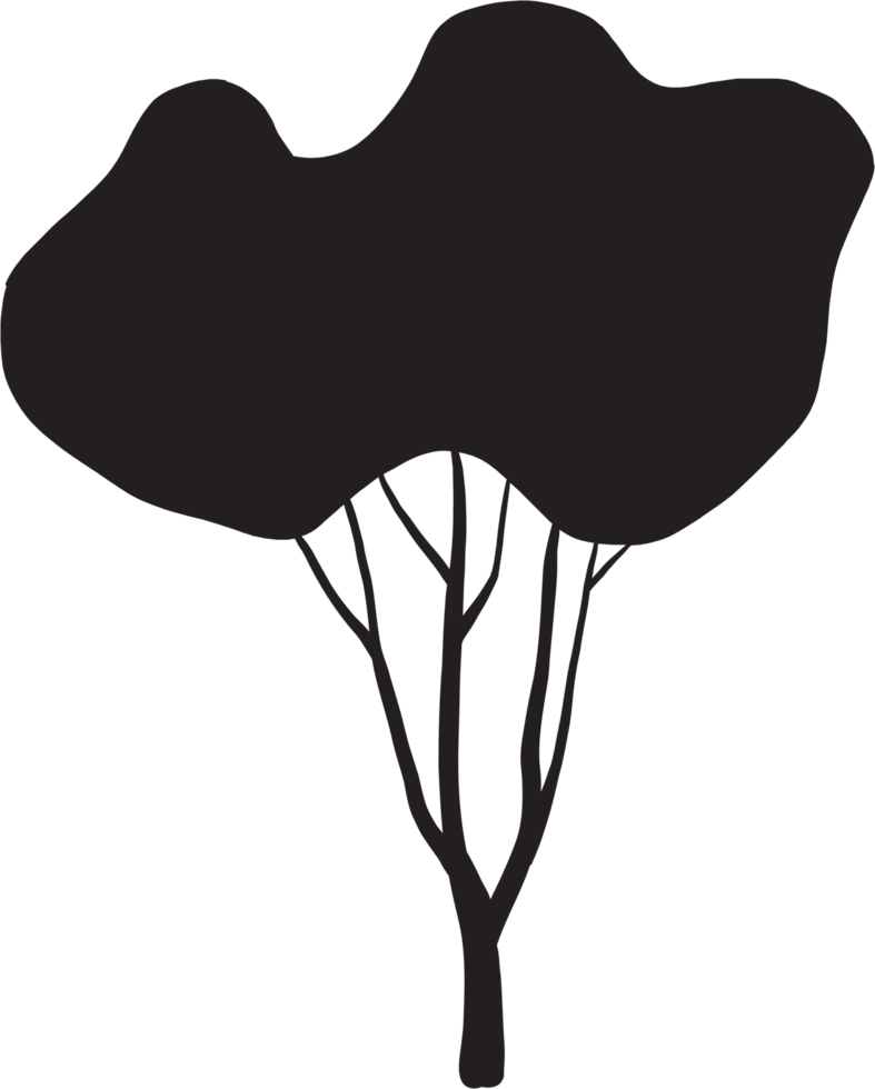 Einfachheit Baum Freihand-Silhouette zeichnen. png