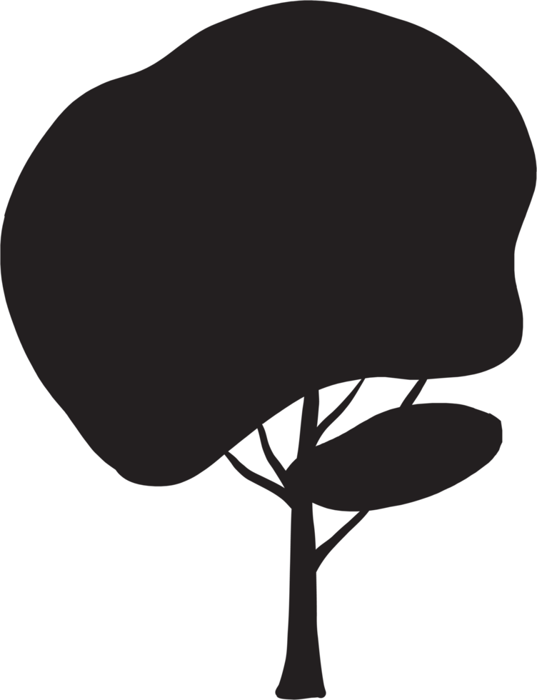 simplicity tree freehand silhouette drawing. png